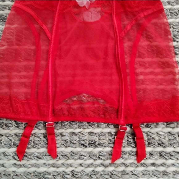 Victoria's Secret Red Lace Unlined Corset Teddy Size 36C - Picture 8 of 9